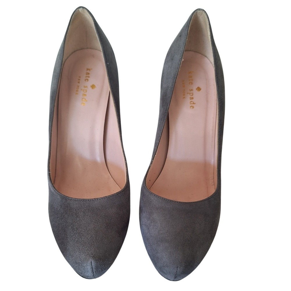 Kate Spade Pumps Gray Suede Heels Platform Stiletto 7.5